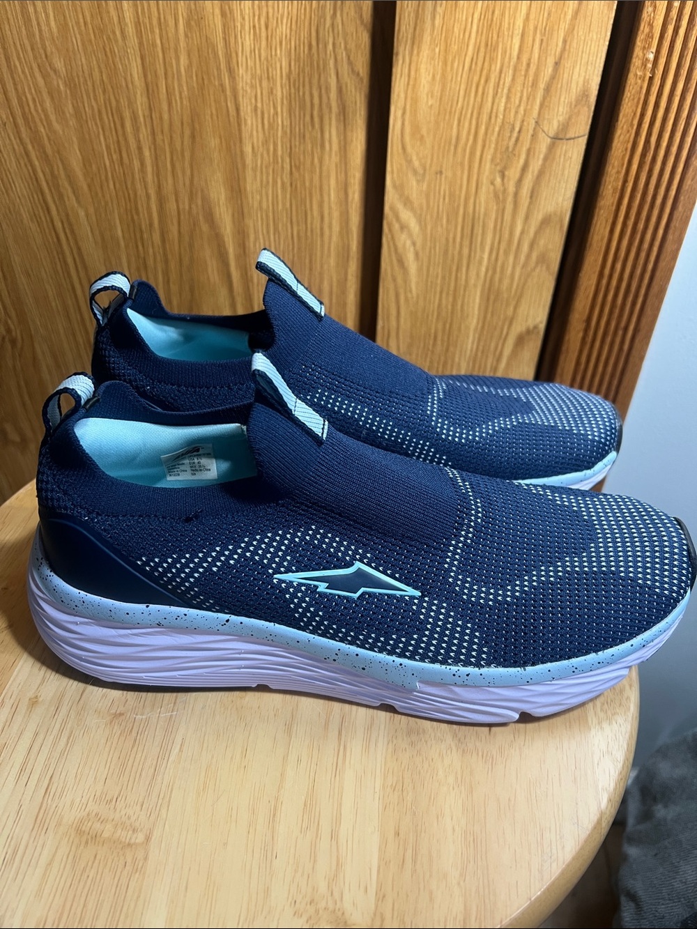 Avia Women's Slip-On Knit Athletic Sneakers in Navy and Light Blue - Picture 4 of 7